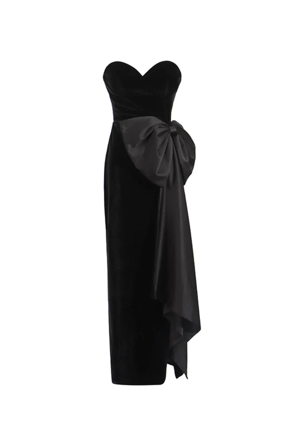bow Irregular Asymmetric Sleeveless midi Dress in black Flowering Girl