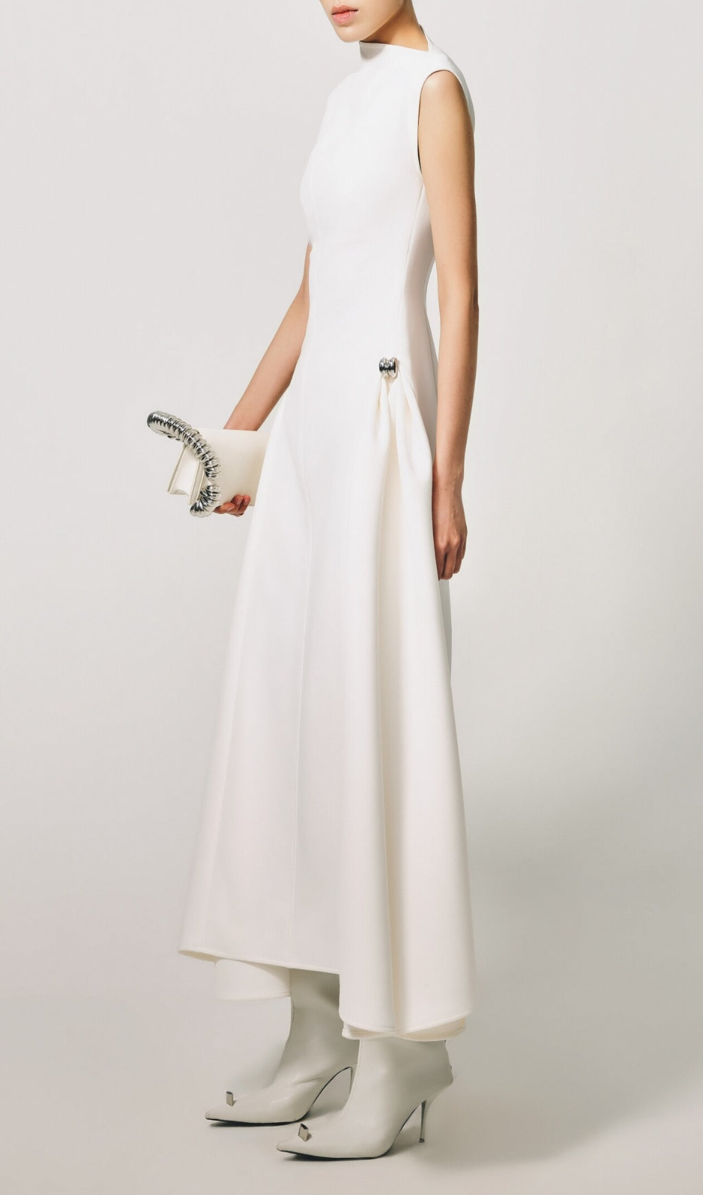 A Line Maxi Dress White Flowering Girl