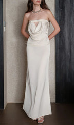 Khadija White Strapless Maxi Dress Flowering Girl