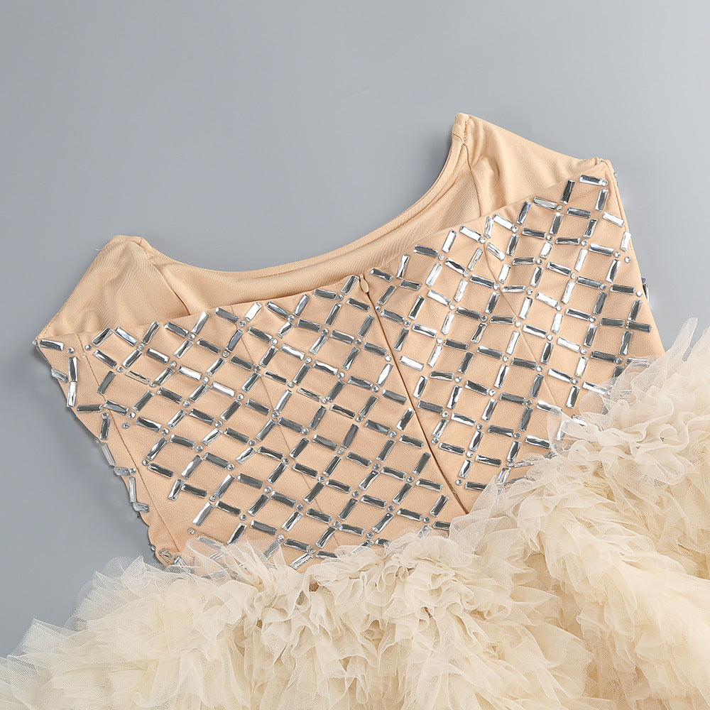 Champagne Tulle Fit-And-Flare Mini Dress Flowering Girl