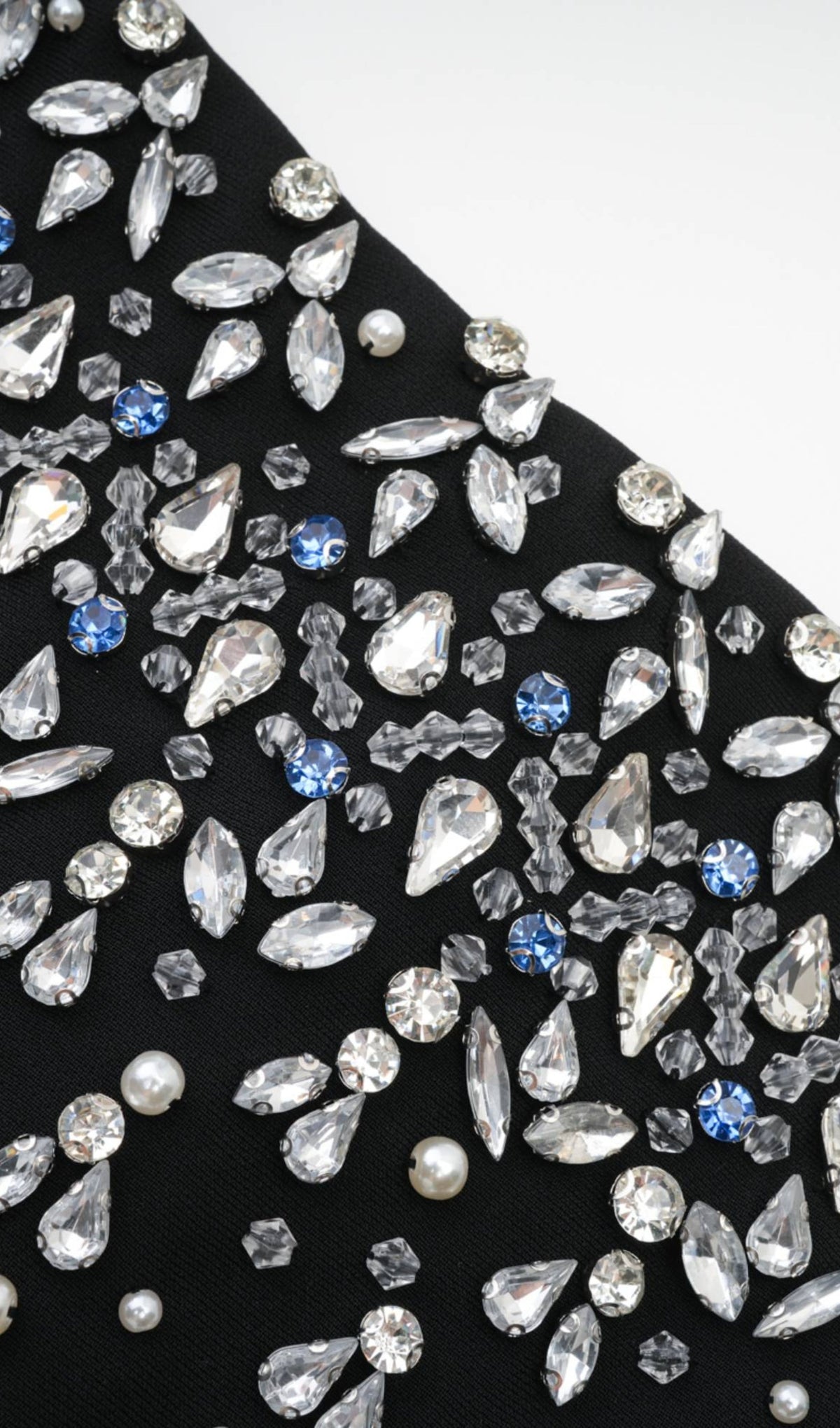 Crystal Beading Strapless Mini Dress In Black