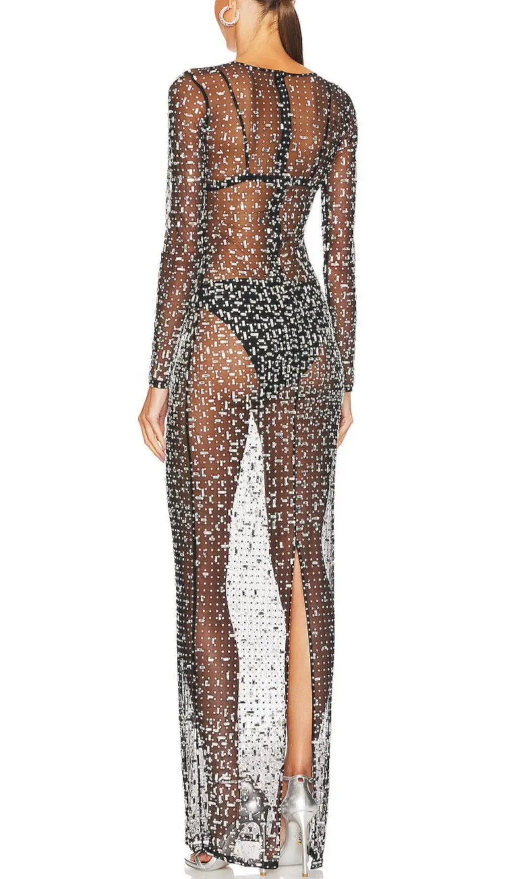 Sequin Lace Perspective Dress In Black Flowering Girl
