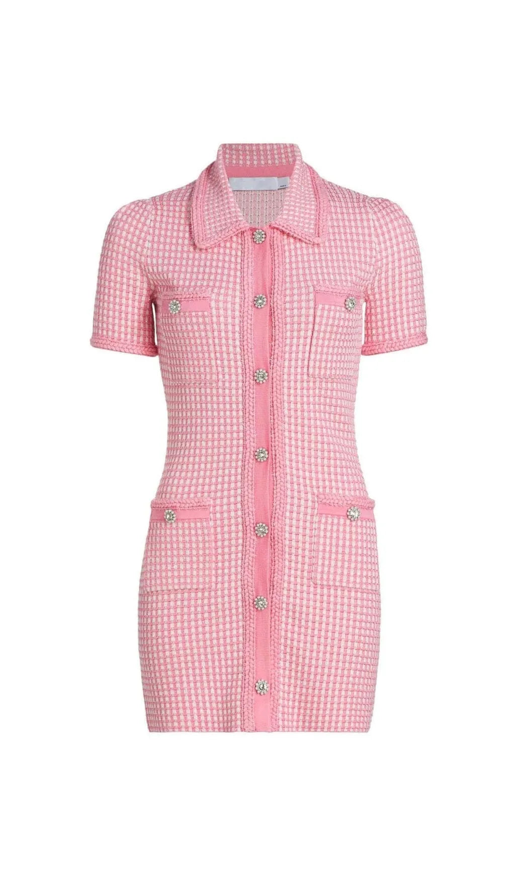Knitted Button Mini Dress In Pink Flowering Girl