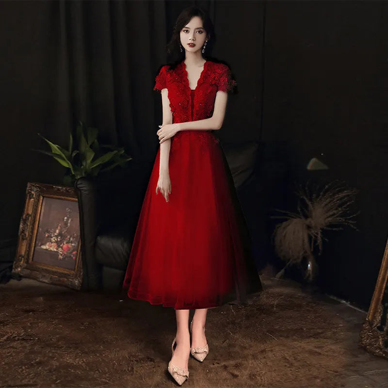3D Floral Lace Short Sleeve Tulle Floor-Length Evening Gown Flowering Girl