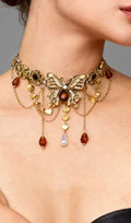 Khanh Teardrop Tassel Butterfly Necklace Flowering Girl