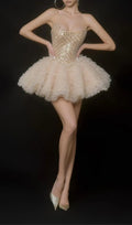 Keli Strapless Crystal Mesh Mini Dress Flowering Girl