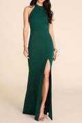 Mock Neck Sleeveless Gown With Front Slit Flowering Girl