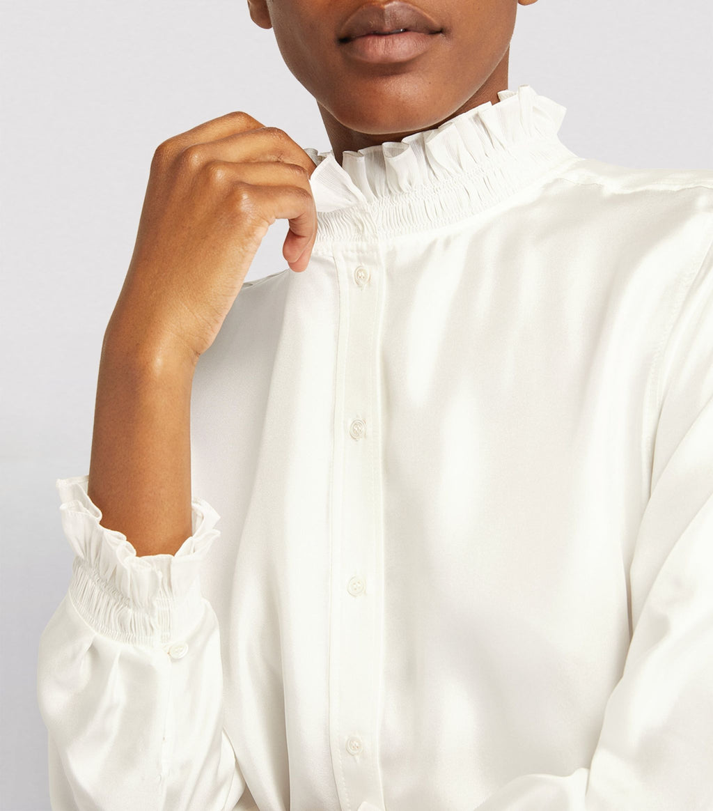 RUFFLED TRIM SILK SHIRT Flowering Girl