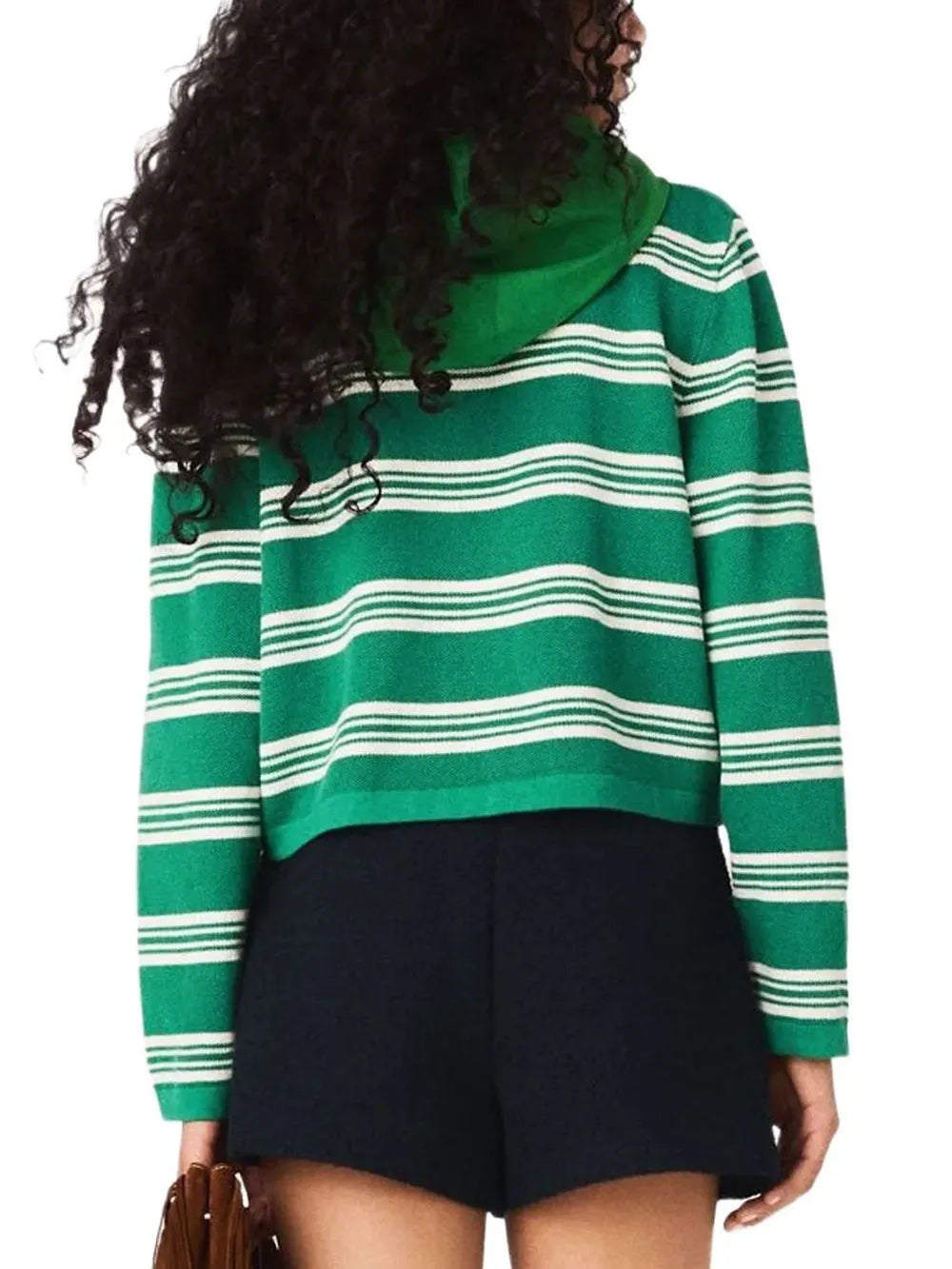 Cropped Striped Polo Sweater Flowering Girl