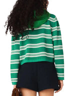 Cropped Striped Polo Sweater Flowering Girl