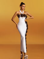Sebastiane Halterneck Flower Bandage Maxi Dress Flowering Girl