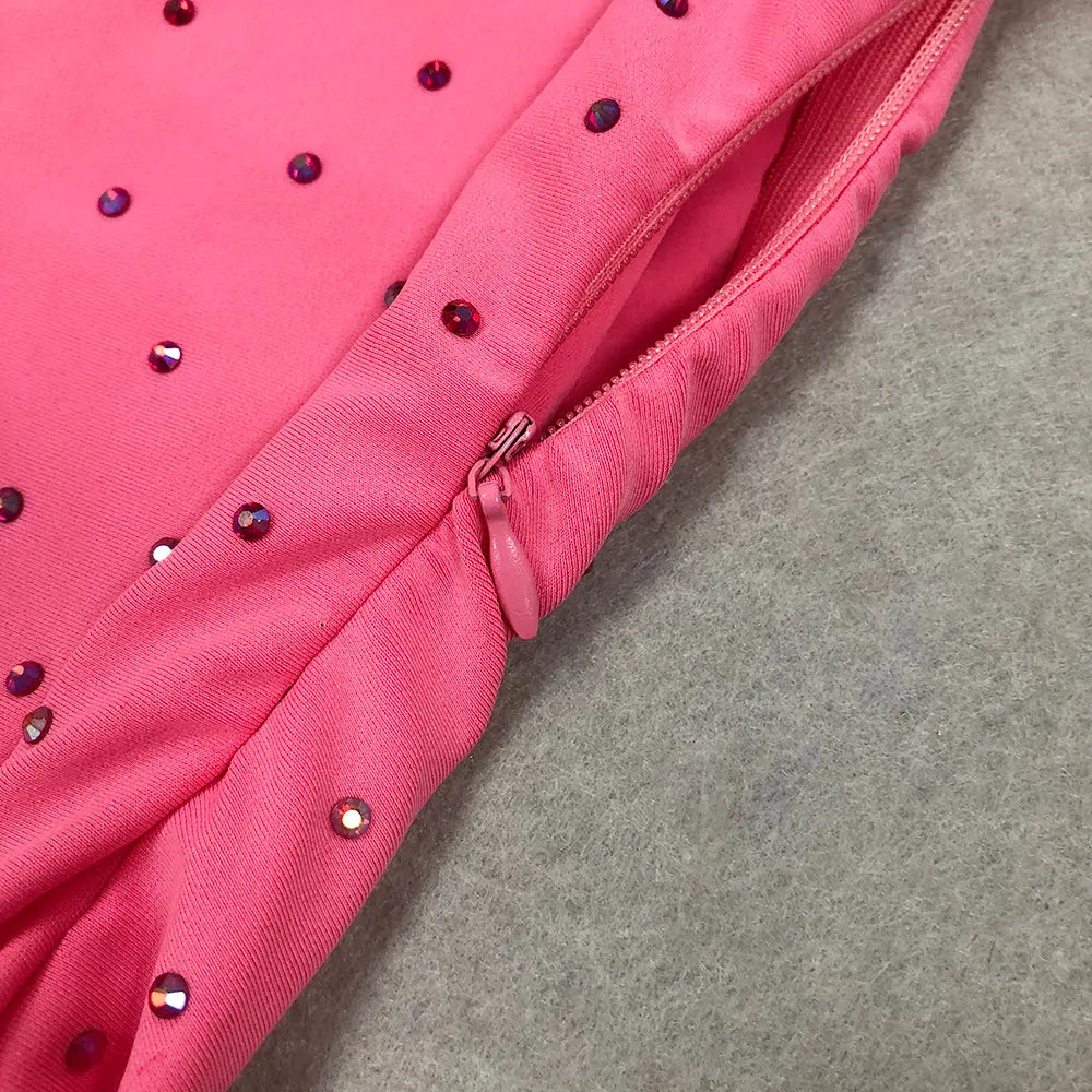 Berit Pink Halter Diamond Skirt Set Flowering Girl