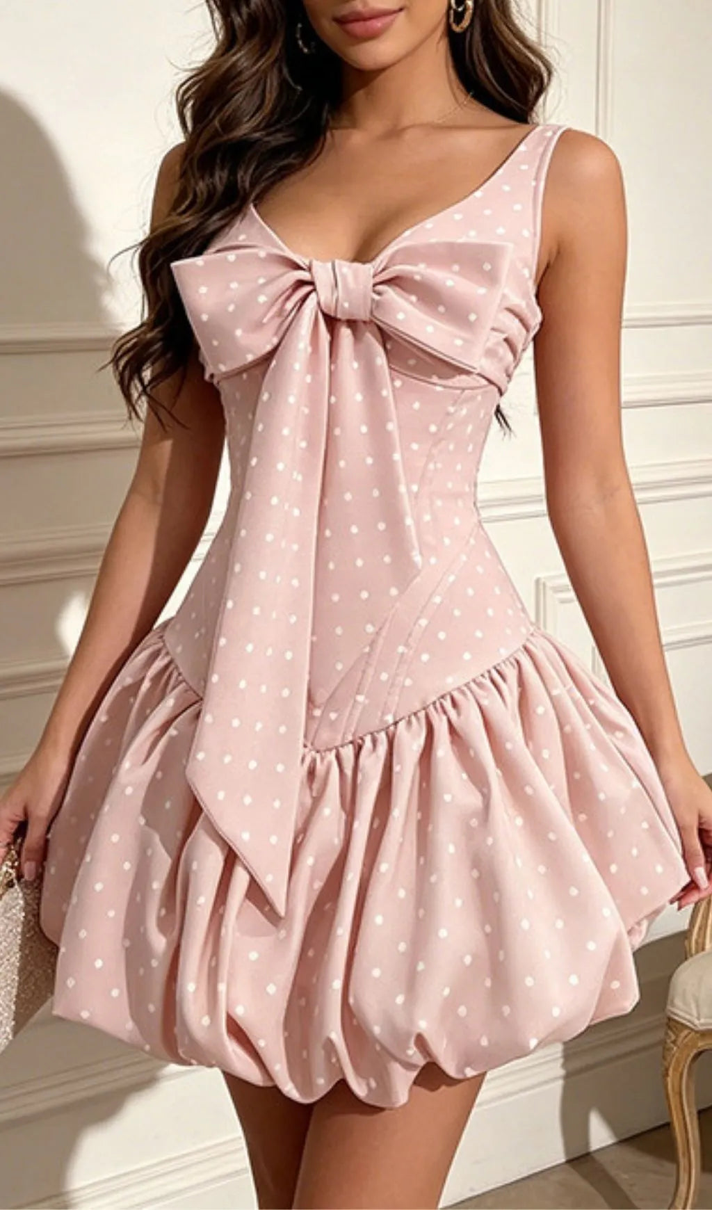 Libia Bow Dot Mini Dress Flowering Girl