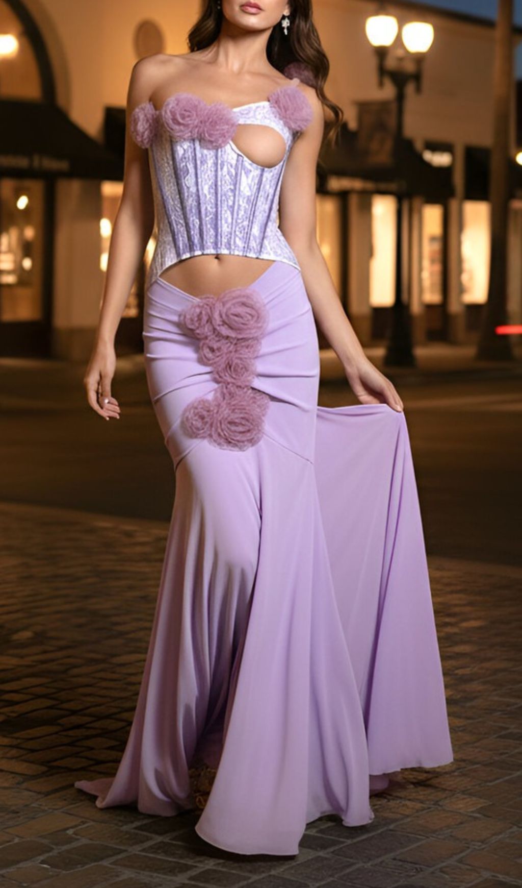 Josephine Purple One Shoulder Floral Maxi Dress Flowering Girl