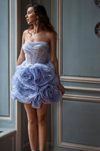 Georgia Appliquéd Organza Lavender Mini Dress Flowering Girl