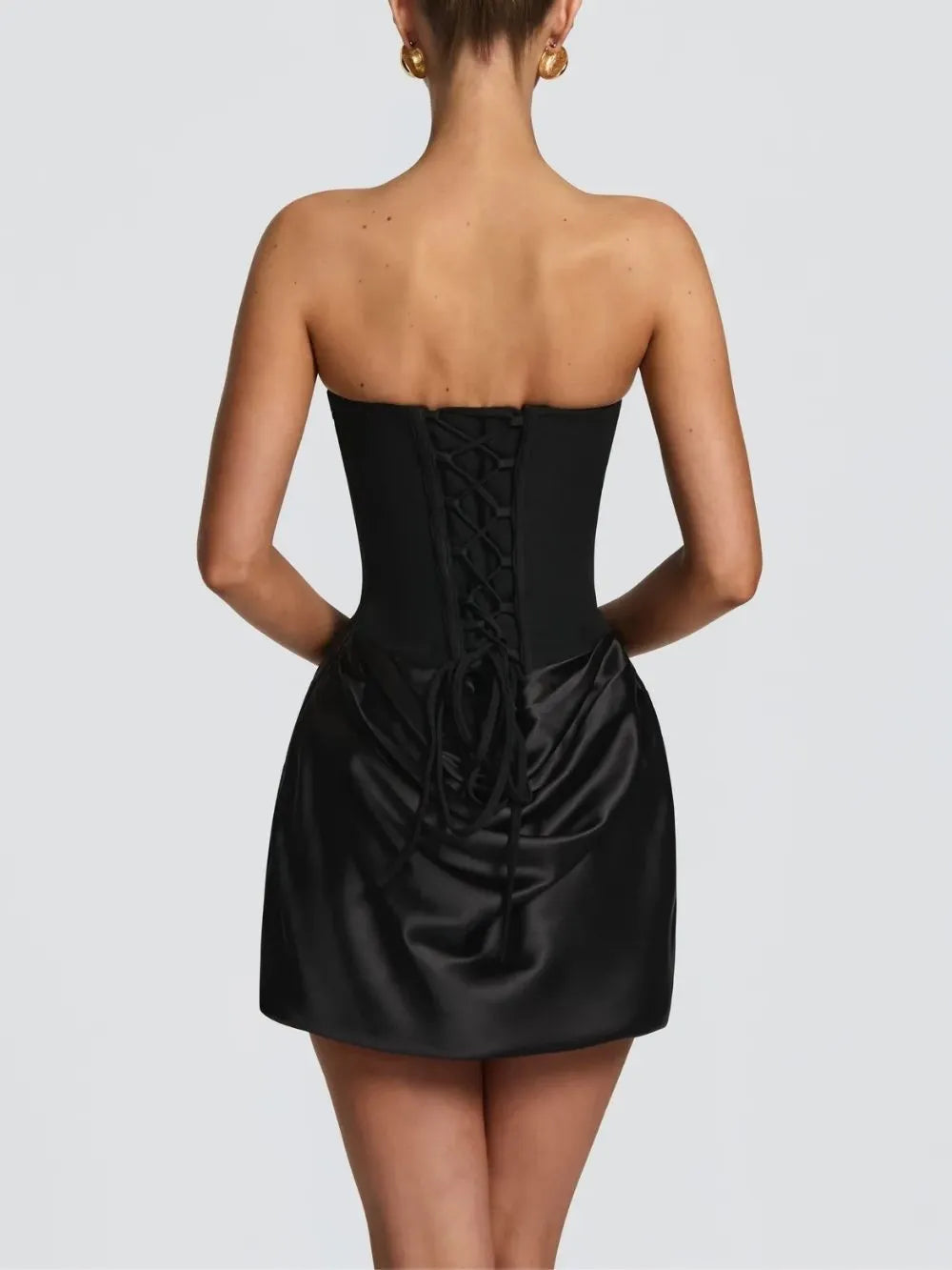 Malan Black Strapless Ruched Mini Dress Flowering Girl