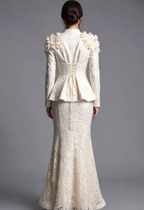 Ivory Corded Floral Lace Two-Piece Skirt Suit Flowering Girl