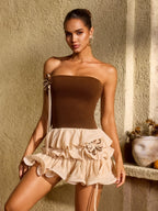 Tyvalric Strapless Flower Mini Dress Flowering Girl
