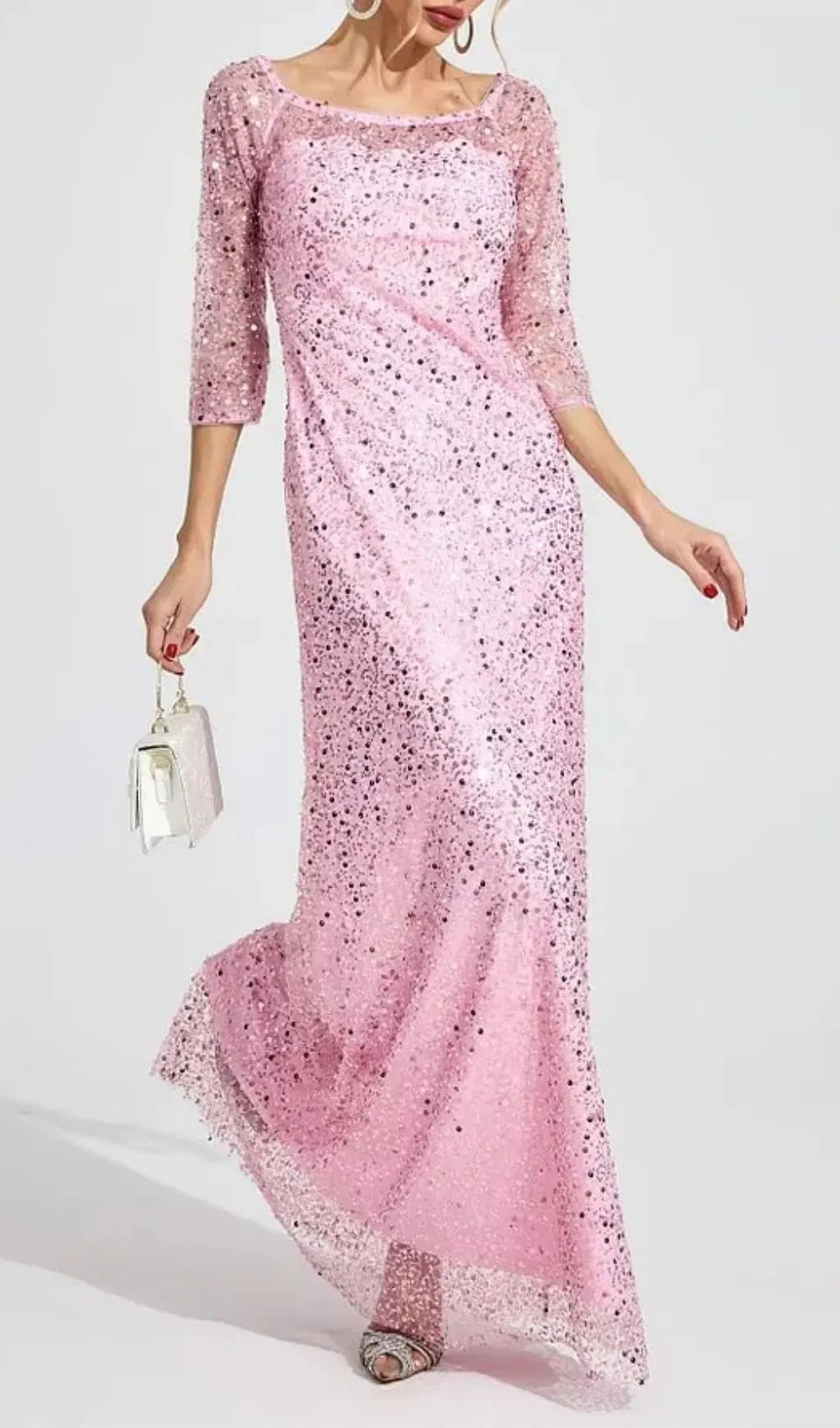 Sarah Pink Diamond Embellished Tulle Maxi Dress Flowering Girl