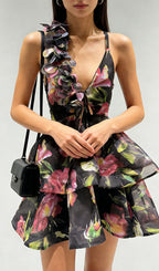 Jadey Floral Printed Mini Dress Flowering Girl