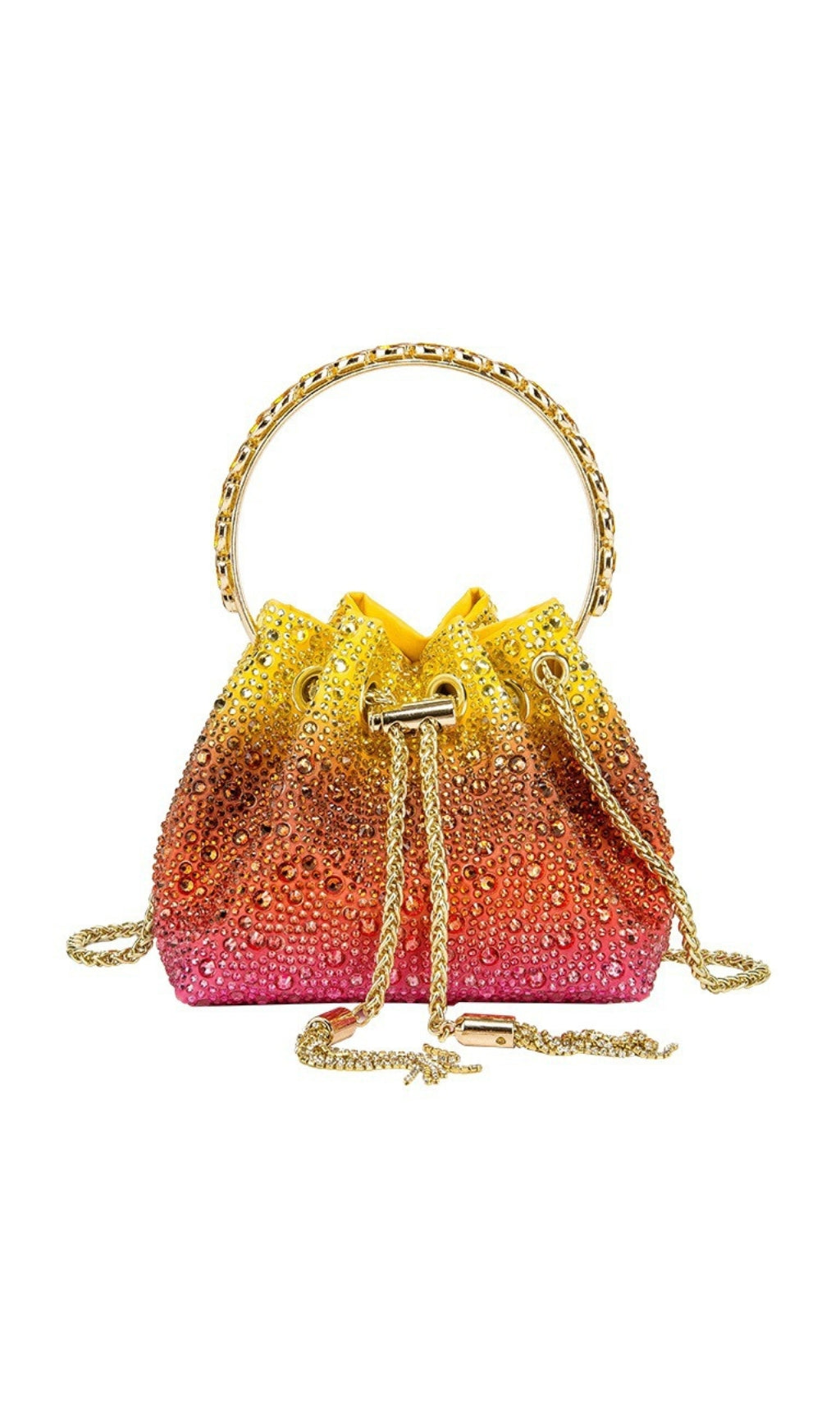 Crystal Embellished Bucket Bag In Ombre Flowering Girl