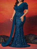 Marcie Sequin Plus Size Maxi Dress Flowering Girl