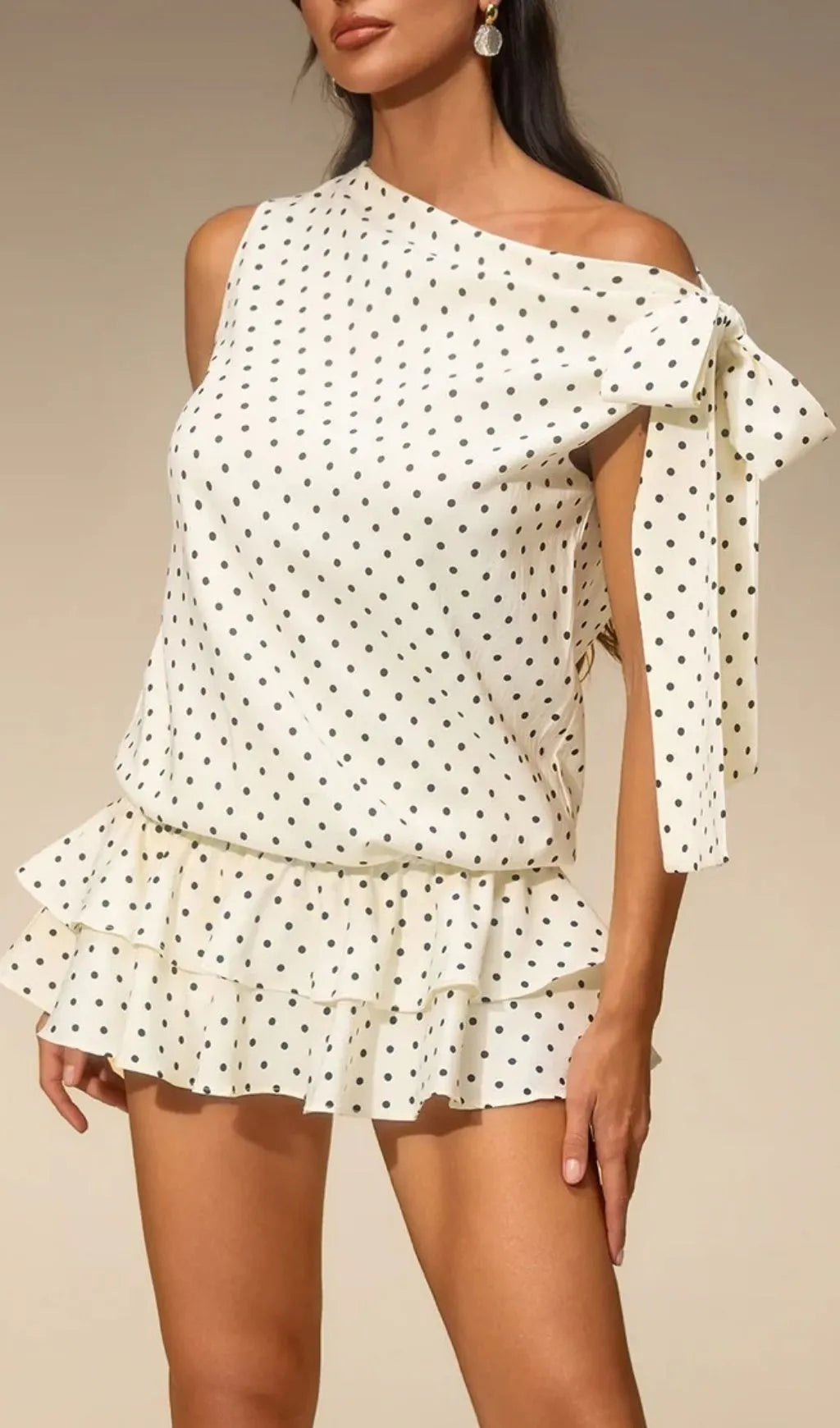 Evella Off Shoulder Dot Tiered Mini Dress Flowering Girl