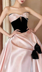Karisse Pink Strapless Bow Maxi Dress Flowering Girl