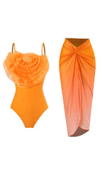 Danae Orange Flower Two-Piece Swimsuit Flowering Girl