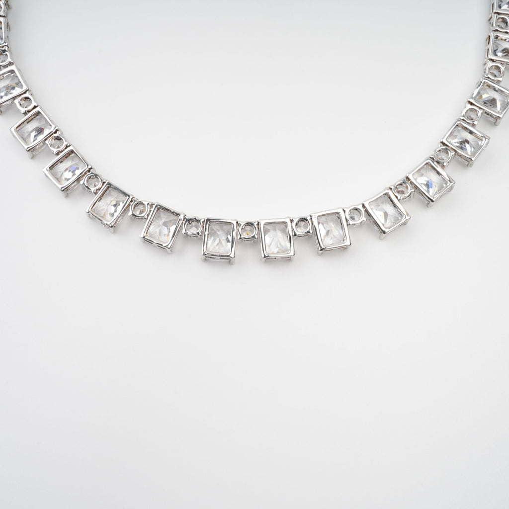 Mathilde Silver Tone Crystal Embellished Necklace Flowering Girl