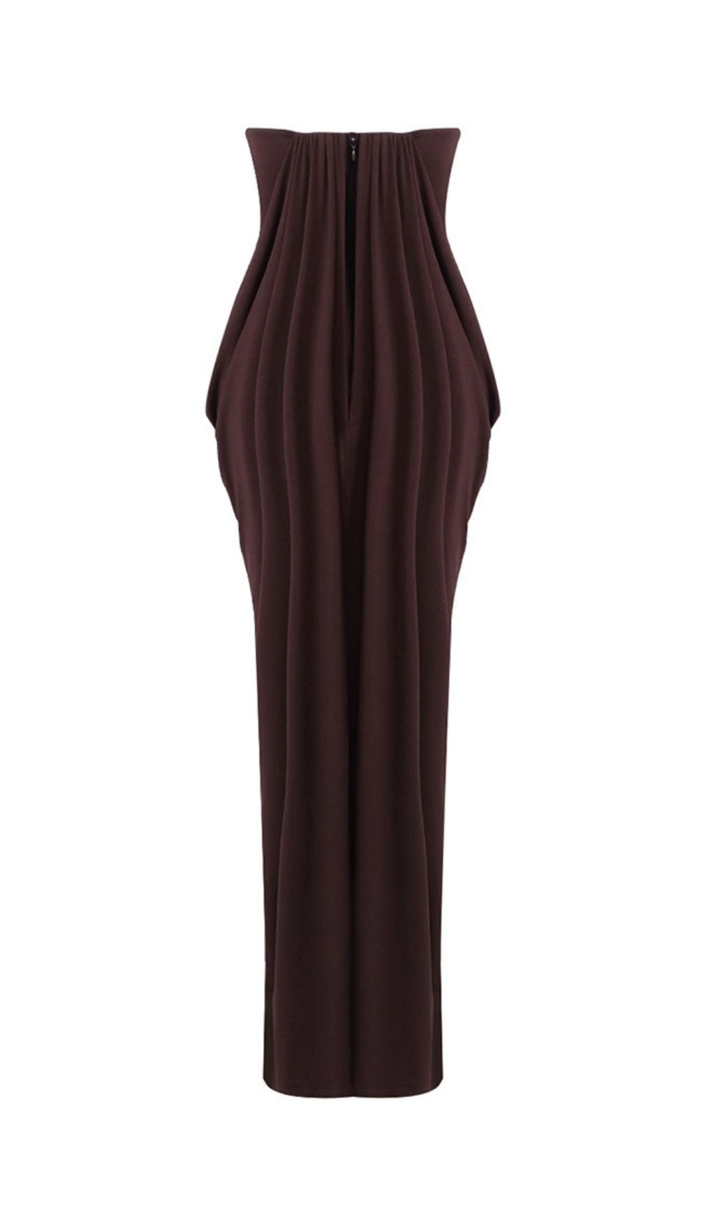 Katrice Coffee Strapless Ruched Maxi Dress Flowering Girl