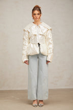 Joslyn White Sequined Down Coat Flowering Girl