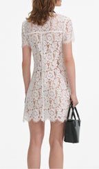 Fikret White Flower Lace Mini Dress Flowering Girl