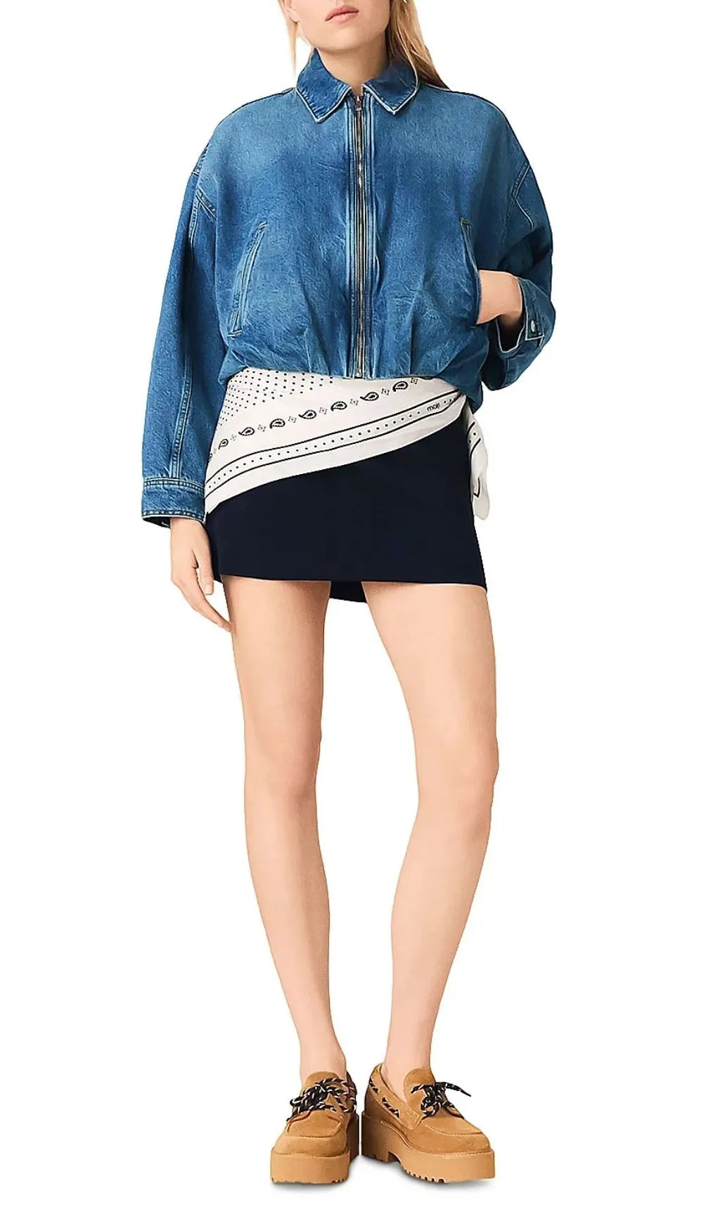 Denim Bomber Jacket Flowering Girl