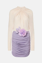 Drape Floral Backless Mini Dress Flowering Girl