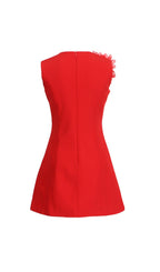 Erica Red Flower Mini Dress Flowering Girl