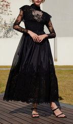 Bavo Black Lace Long Sleeve Maxi Dress Flowering Girl