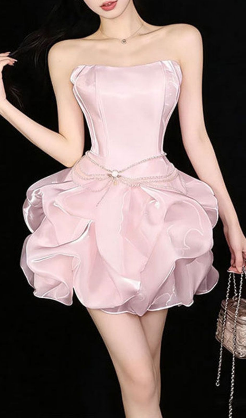 Krisalyn Pink Strapless Mini Dress Flowering Girl