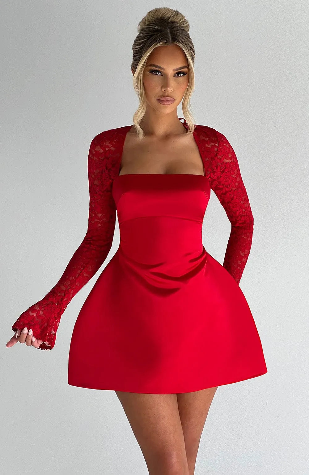 Sadie Mini Dress - Red Flowering Girl
