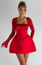 Sadie Mini Dress - Red Flowering Girl