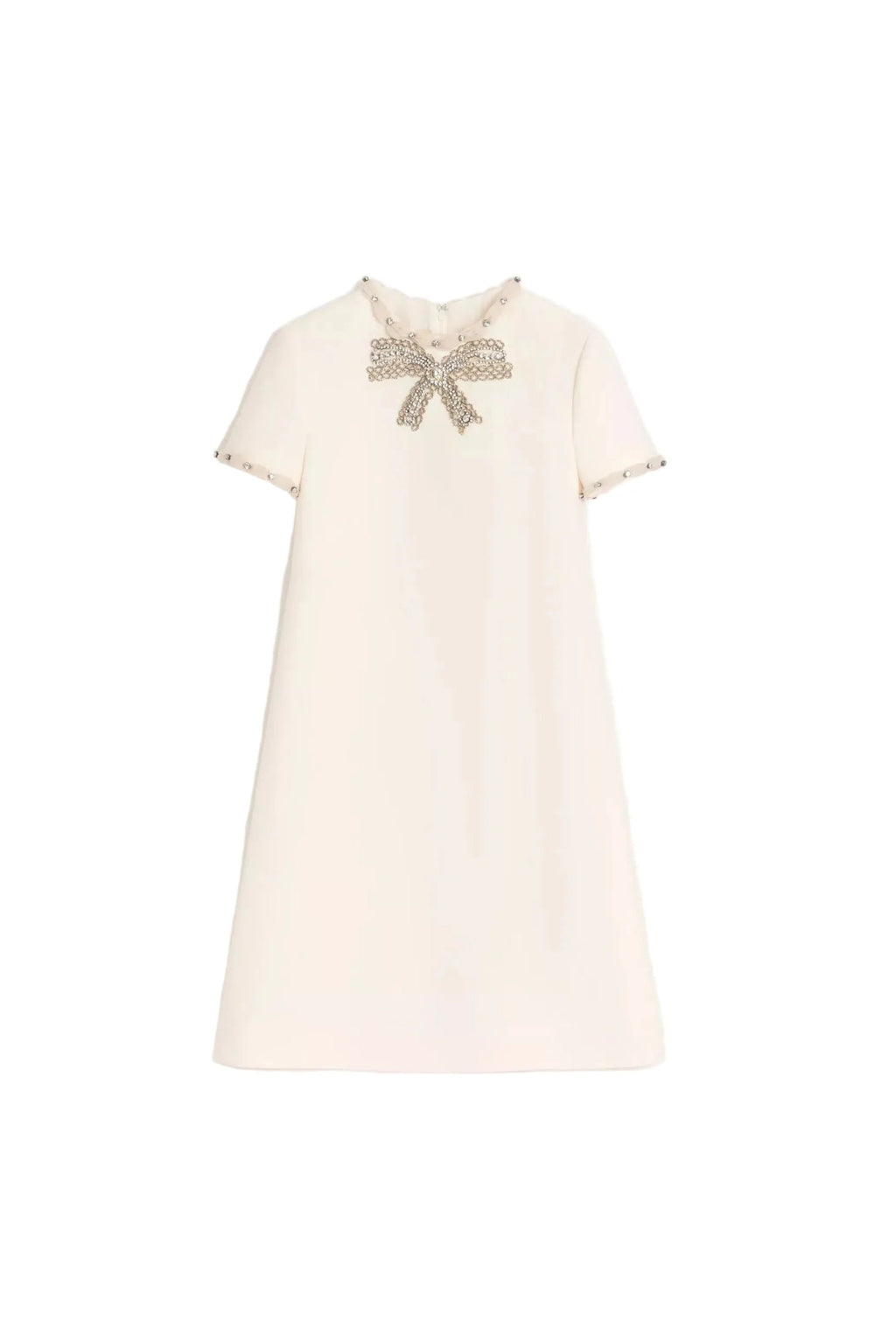 Jocelyn Rhinestone Embroidered Crepe Mini Dress In Ivory Flowering Girl
