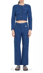 Palm Cropped Blazer in blue Flowering Girl