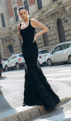 Gowan Black Strappy Flower Maxi Dress Flowering Girl