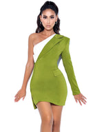 Olive One Sleeve Blazer Mini Dress Flowering Girl