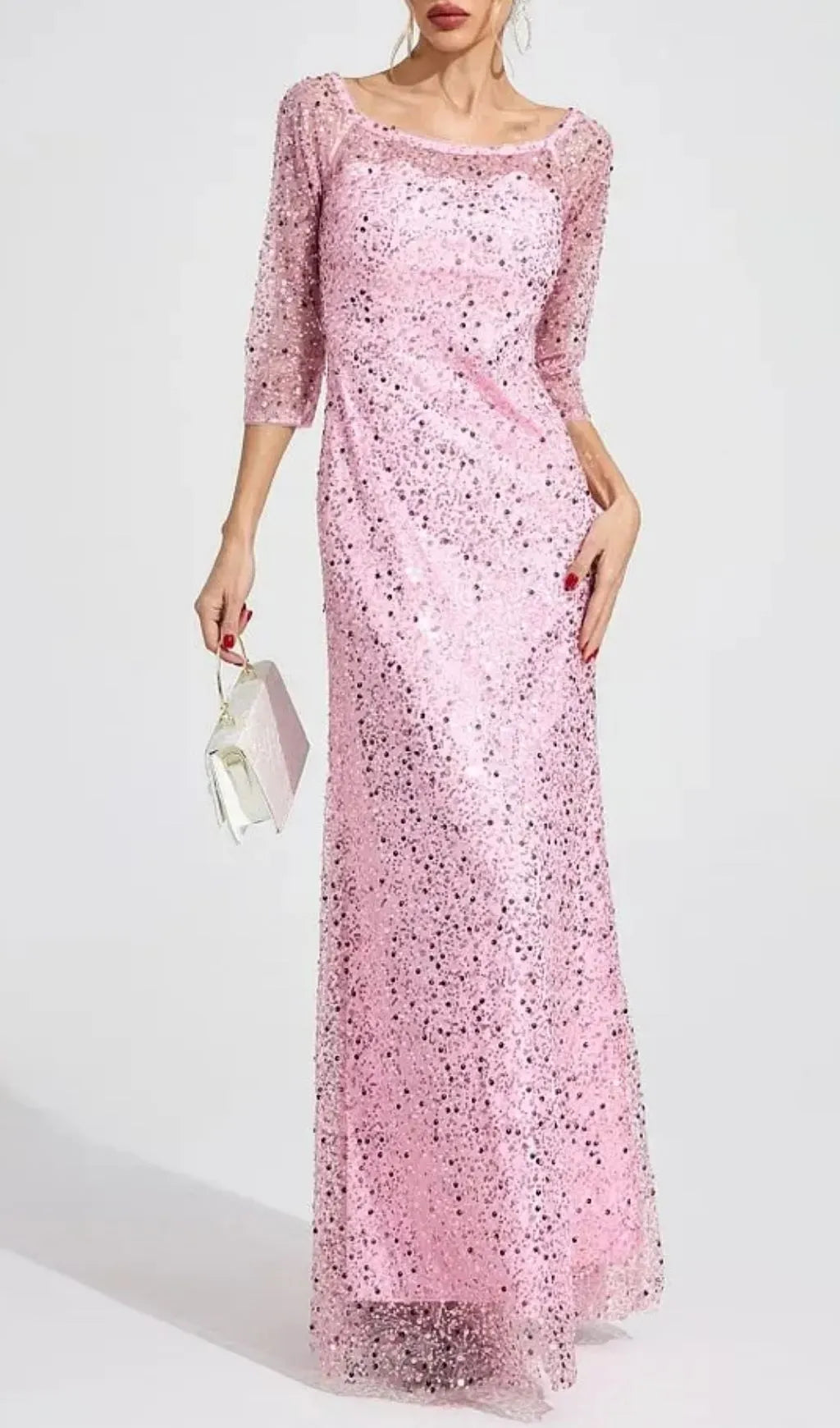 Sarah Pink Diamond Embellished Tulle Maxi Dress Flowering Girl