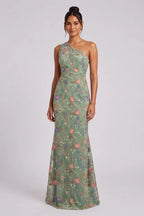 Sage Green Embroidered Tulle Trumpet Gown Flowering Girl
