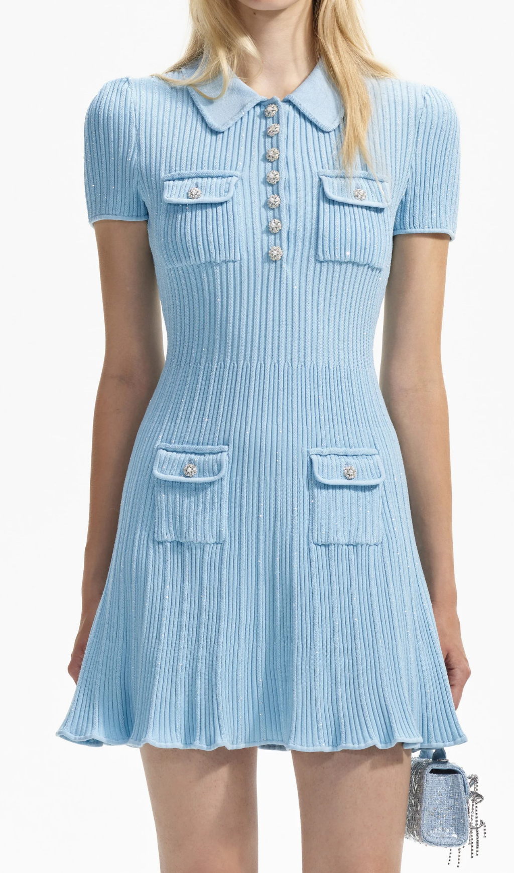 Arsène Blue Knit Mini Dress Flowering Girl