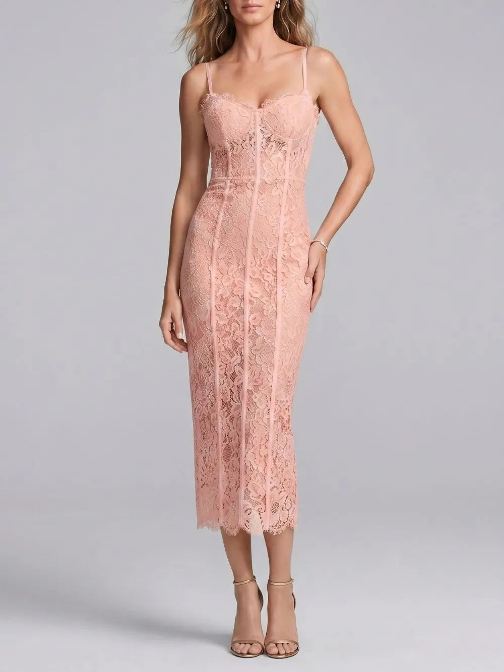 Makenzie Pink Lace Maxi Dress Flowering Girl