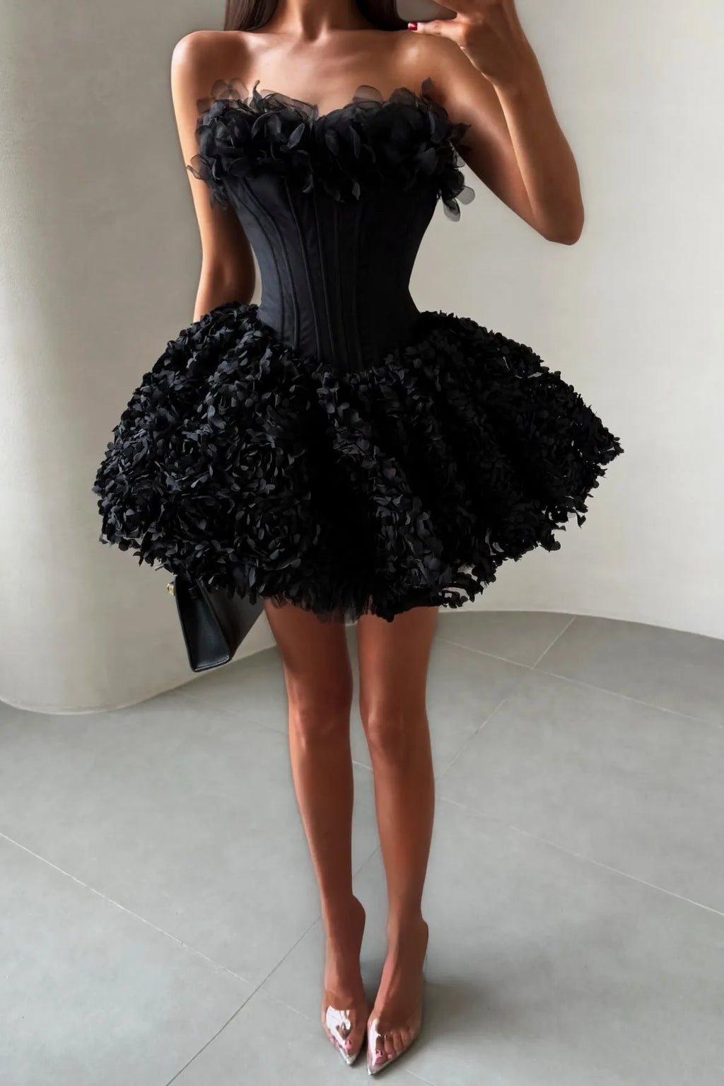 Strapless Petal Floral Corset A Line Dress Flowering Girl