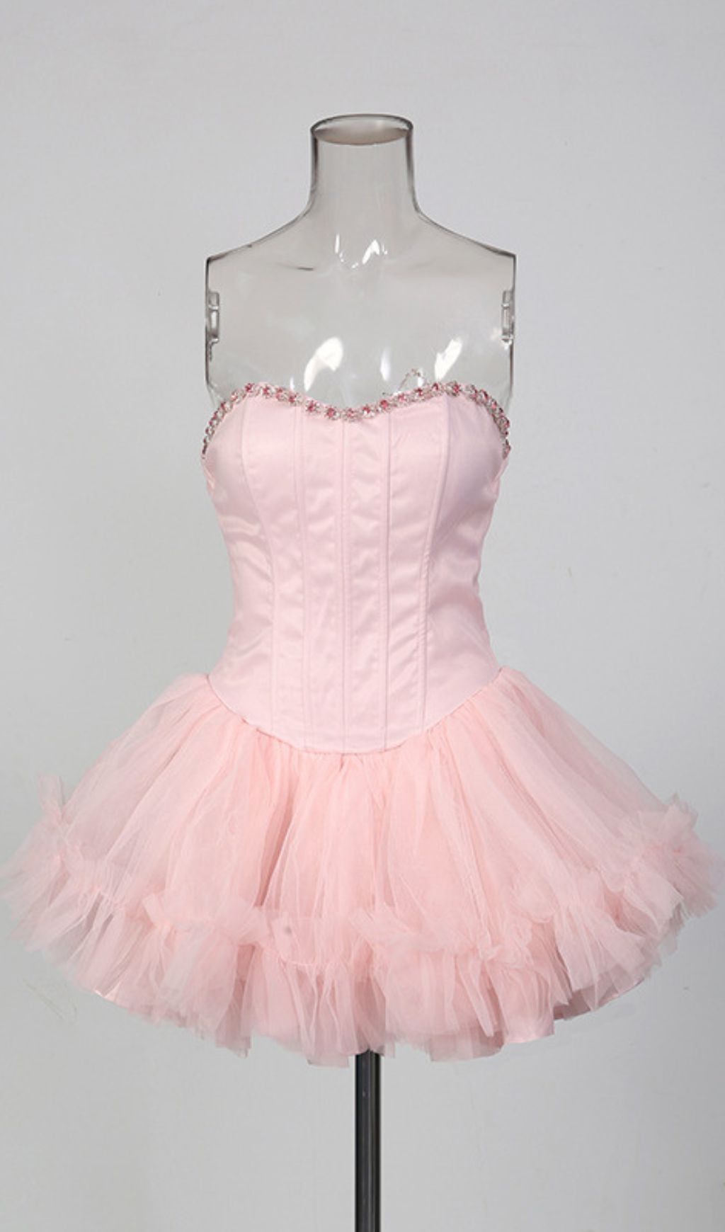 Jasmijn Pink Strapless Corset Mini Dress Flowering Girl